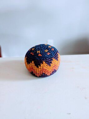 VTG 90s Hacky Sack Footbag Ball Aztec Chevron Multicolor Blue Orange Yellow
